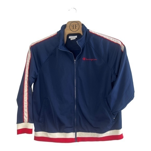 Champion Womens Full Zip Track Jacket Blue/Red/White 2X (See Measurements) - Picture 3 of 4